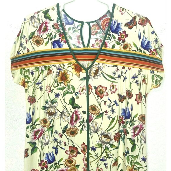 Johnny Was Felix Trapeze Floral & Striped Banboo Midi Casual Dress Medium M - Picture 2 of 14